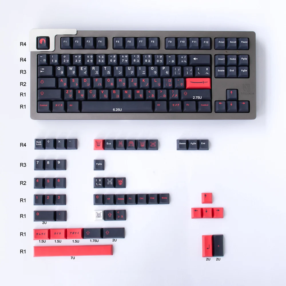 Imagem -06 - Gmk Bushido Keycaps para Teclado Mecânico Pbt Tintura Sub 137 Cereja Chave Perfil Cinza Escuro Cor Jogo pc Personalizar Gk61 Anne Pro 2