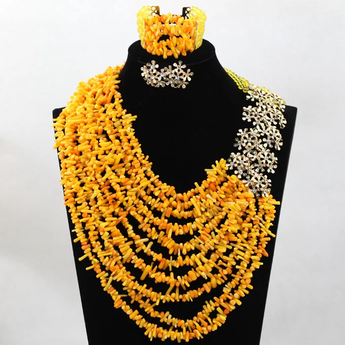 Marvelous 10 Layers Pink Coral Beads Jewelry Set African Wedding Bridal Jewelry Set Wedding Gift Set New  ABC650
