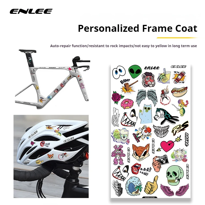ENLEE Fahrrad DIY personalisierte Kleidung Aufkleber Mountain Road Bike Cartoon süße Malerei Helm Schutz Aufkleber wasserdicht