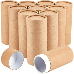 10PCS 100ml/ 3.5oz Kraft Paperboard Tubes Round Kraft Paper Containers for Pencils Tea Caddy Coffee Cosmetic Crafts Gift