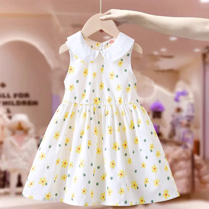 

Girls Dress Summer Children Fashionable Summer Vest clothing Baby Fashionable Fragmented Flower Girl Princess Dresses