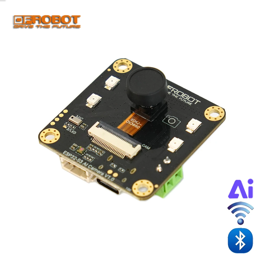 DFRobot ESP32-S3 AI Intelligent Camera Module Edge Image Recognition Night Vision ChatGPT Voice InteractionI with night vision