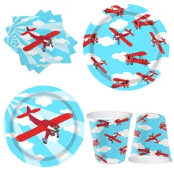 Airplane Party Disposable Tableware Plates Cups Napkins Time Flies Taking Flight Plane Themed Baby Shower Birthday Party Decor