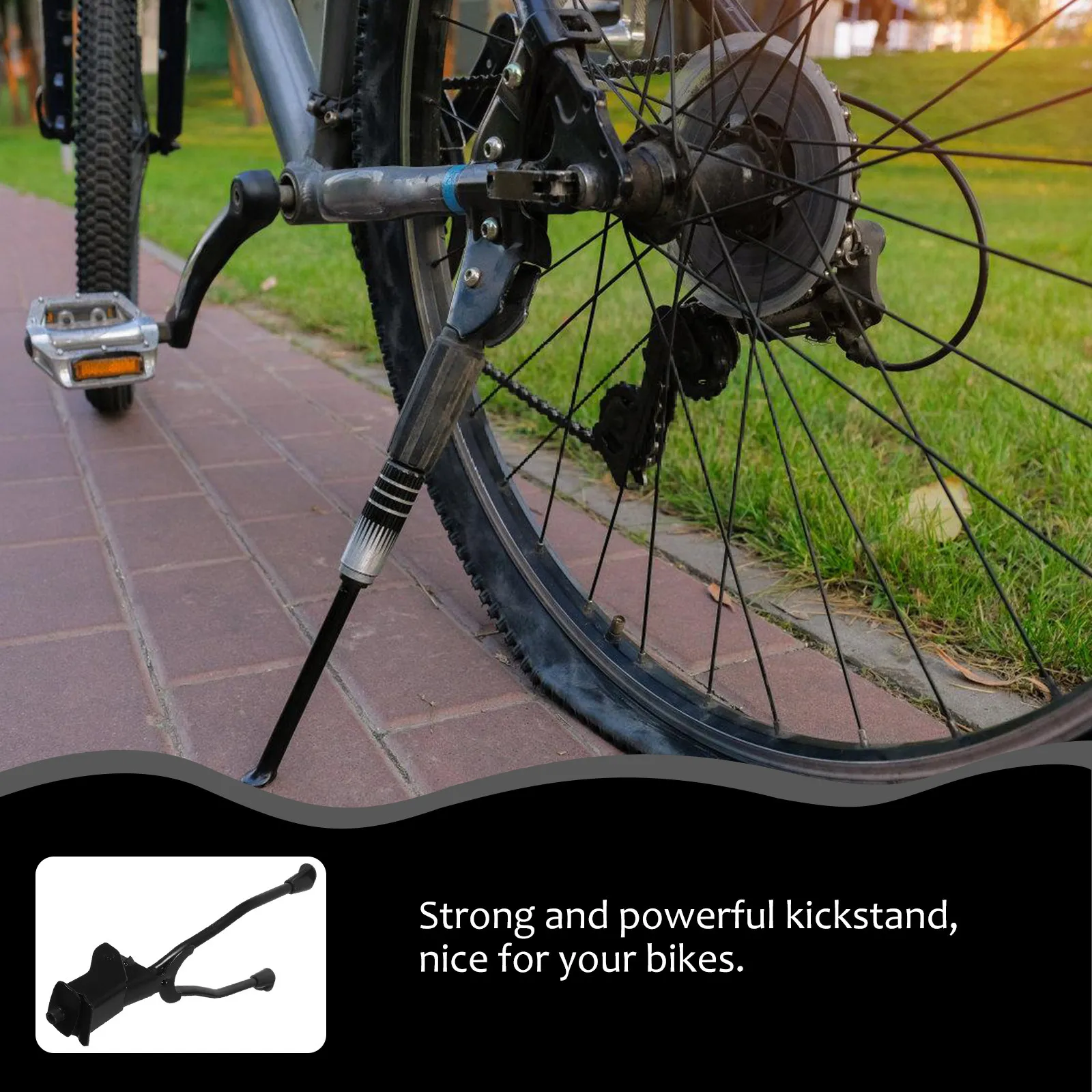 

1Pcs Double Leg Bike Holder Kickstand Adjustable Foldable Parking Rack Mountain Bike Support Side Stand Black Holder