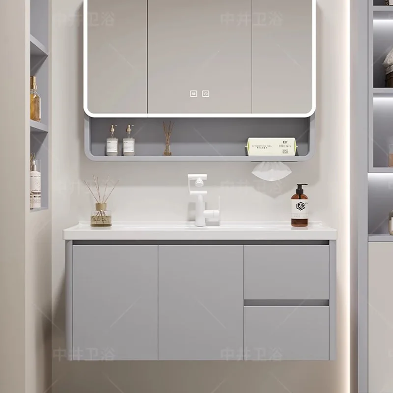 

Organizer Storage Bathroom Cabinet Mirror Shelves Wall Toilet Display Accessories Cupboard Luxury Archivadores Hotel Furniture