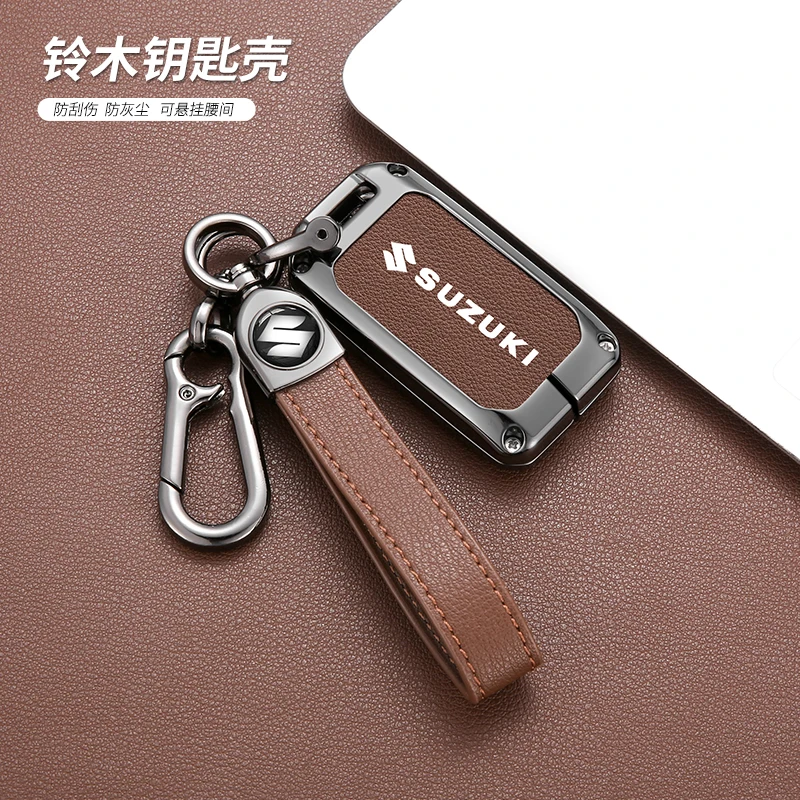 Zinc Alloy Leather Car Smart Key Case Cover Protector Shell For Suzuki Sierra Jimny Swift Embona Spacia Wagon Ertiga Accessories