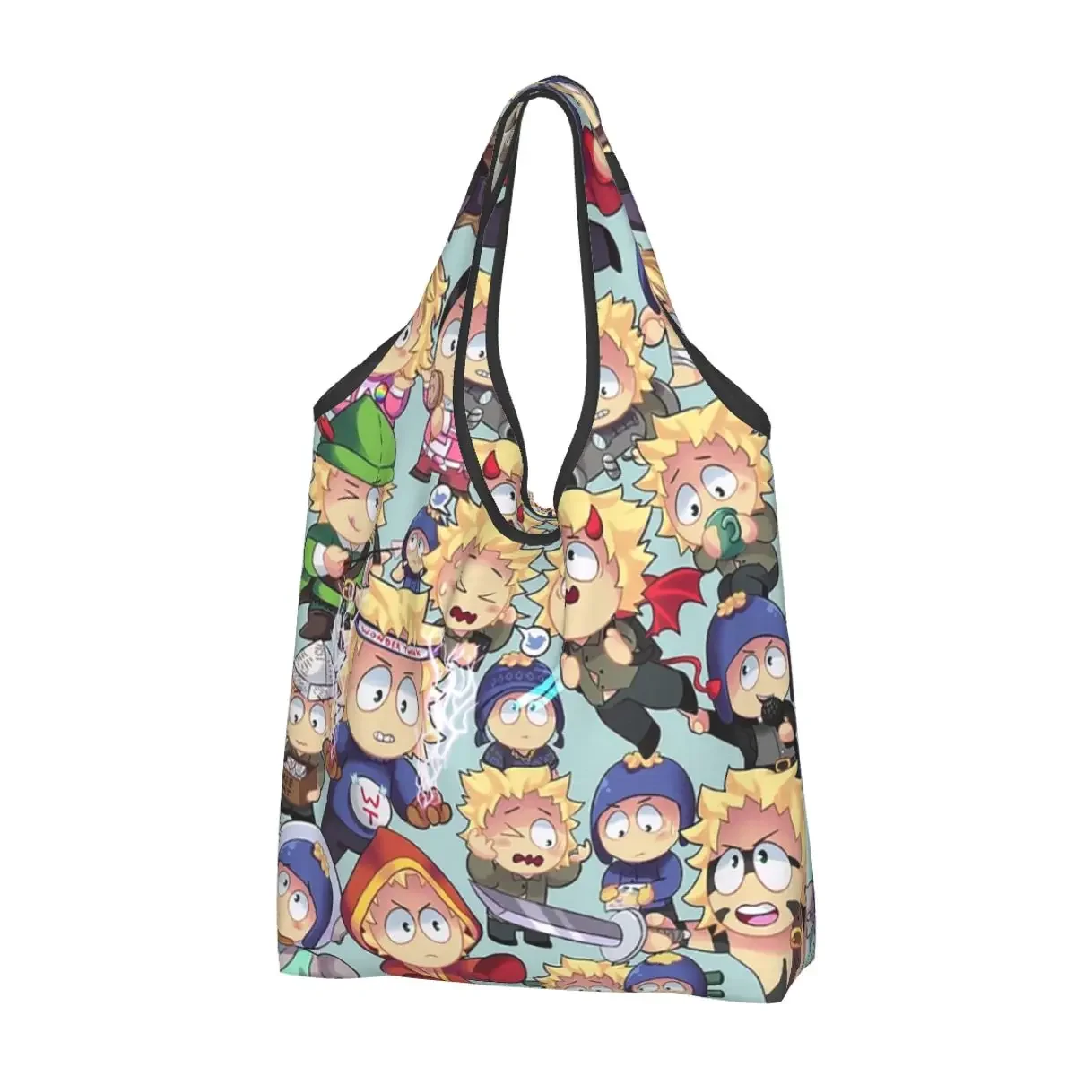 South Park- Tweek X Craig Collage Portable Tote Shopping Bags Foldable Shopper Bag Groceries Handbag Shoulder Bag