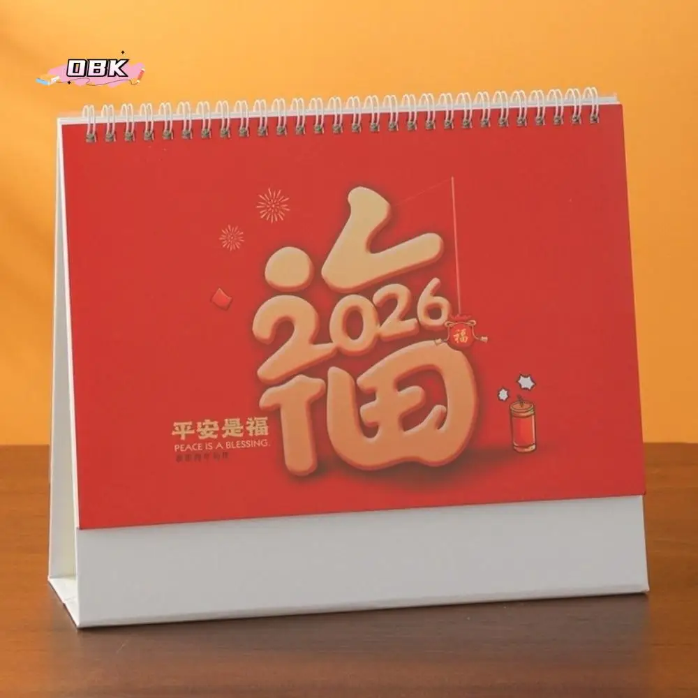 

Chinese New Year Style 2026 Desk Calendar Month Date Display Cartoon Horse Year Calendar Coil Binding Horse Monthly Planner