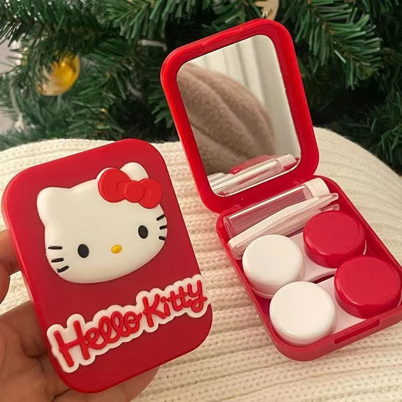 

Three-Dimensional Hello Kitty Love Contact Lens Case Kawaii Sanrio Kitty Cat Women Contact Box Travel Contact Lens Storage Box