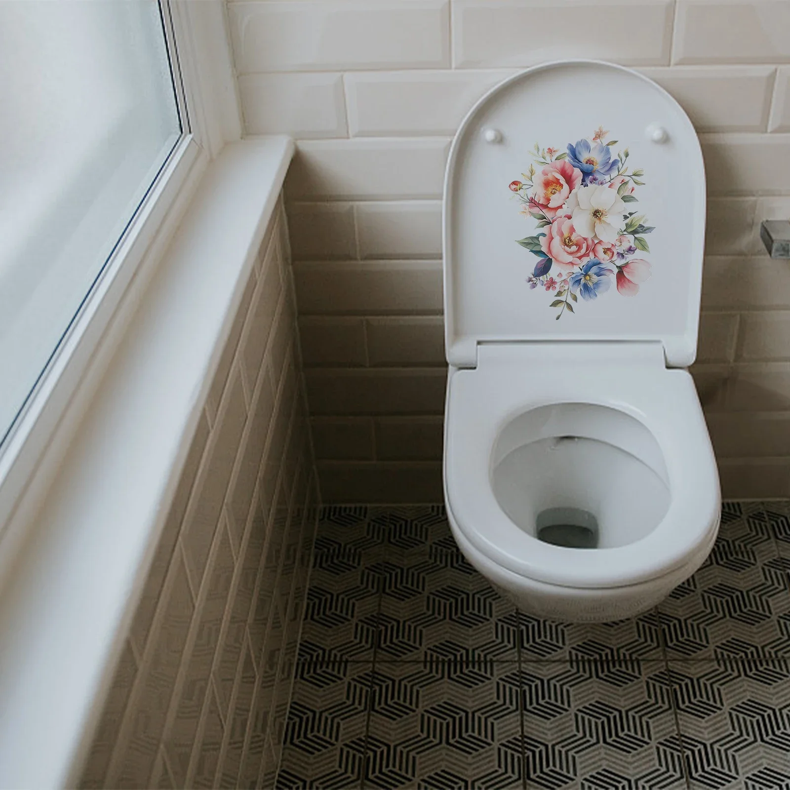Sticker Vibrant Bathroom Decor 29*23.6cm PVC Wall Stickers Decorative Toilet Lid Stickers Lightweight PVC Design