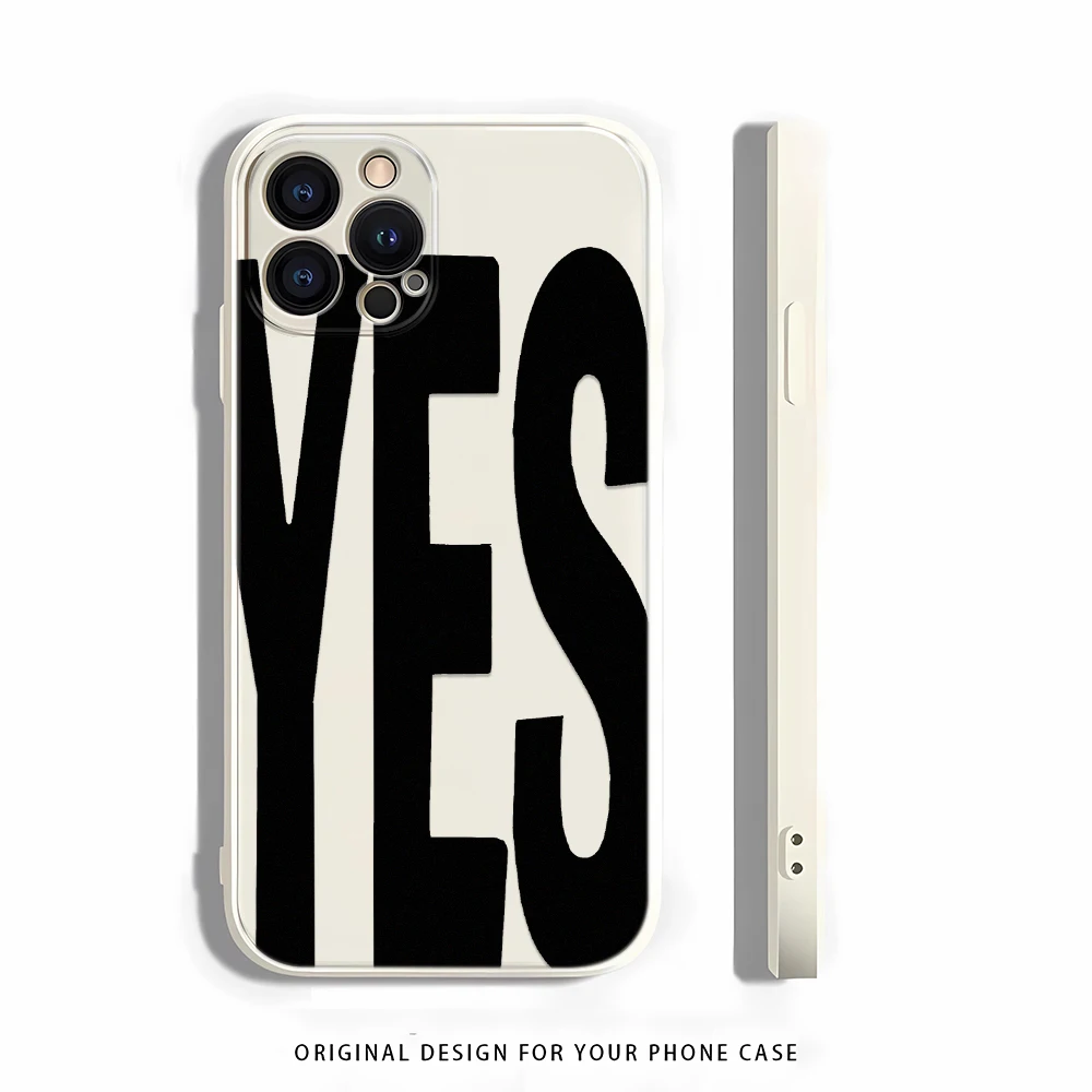 YES Personalized Art Black White Letters Y2K Phone Case For Xiaomi Redmi Note 14 13 12 12S Pro Plus 5G Soft Silicone Back Cover