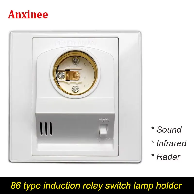 AC110V 220V Infrared Sensor E27 Adjustable Lamp Base LED Light Sound Control PIR Motion Detector Induction Relay Control Switch