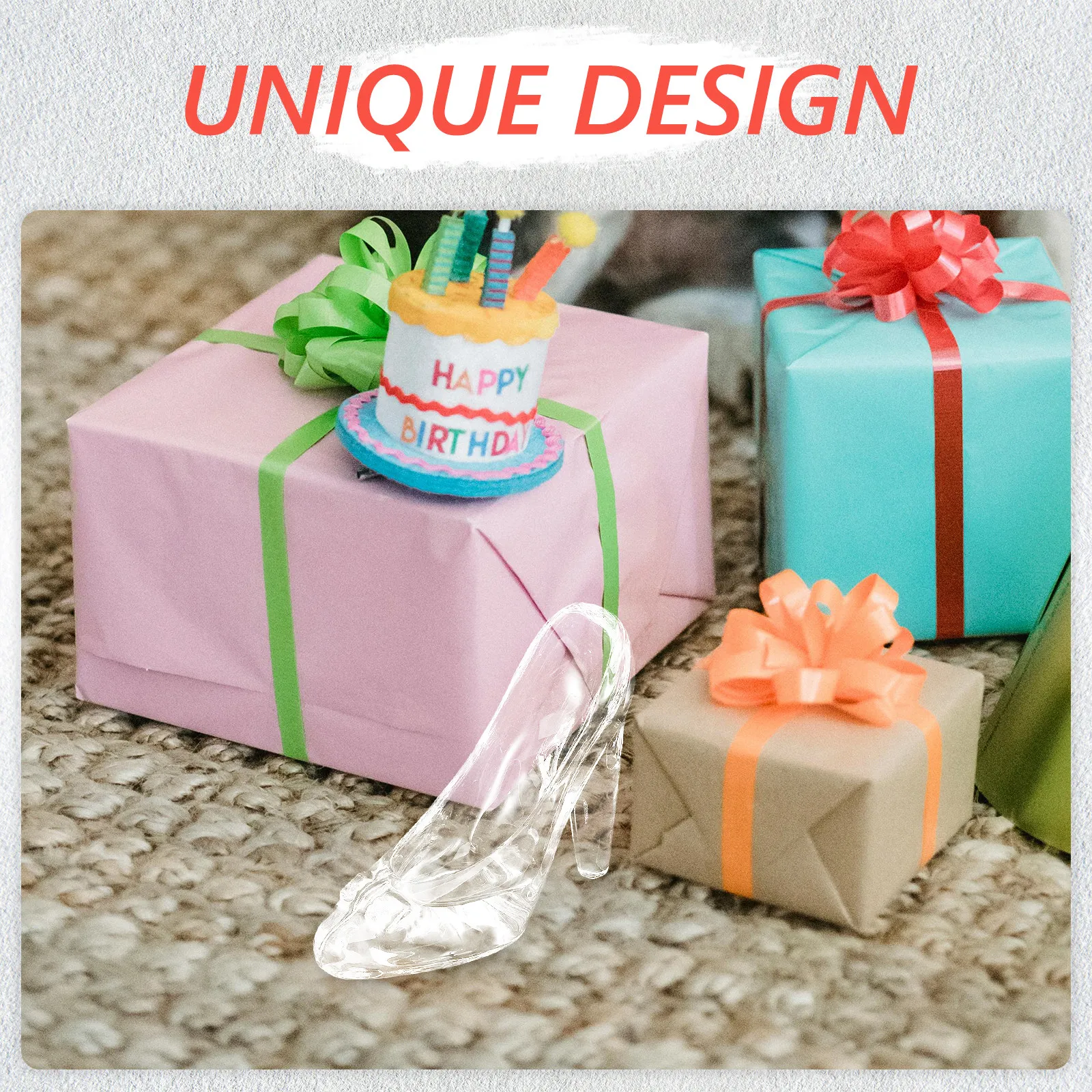 Princess High Heel Shoe Statue Glass Ornament Desktop Decorative Sculpture Home Decor Princess Slipper Figurine