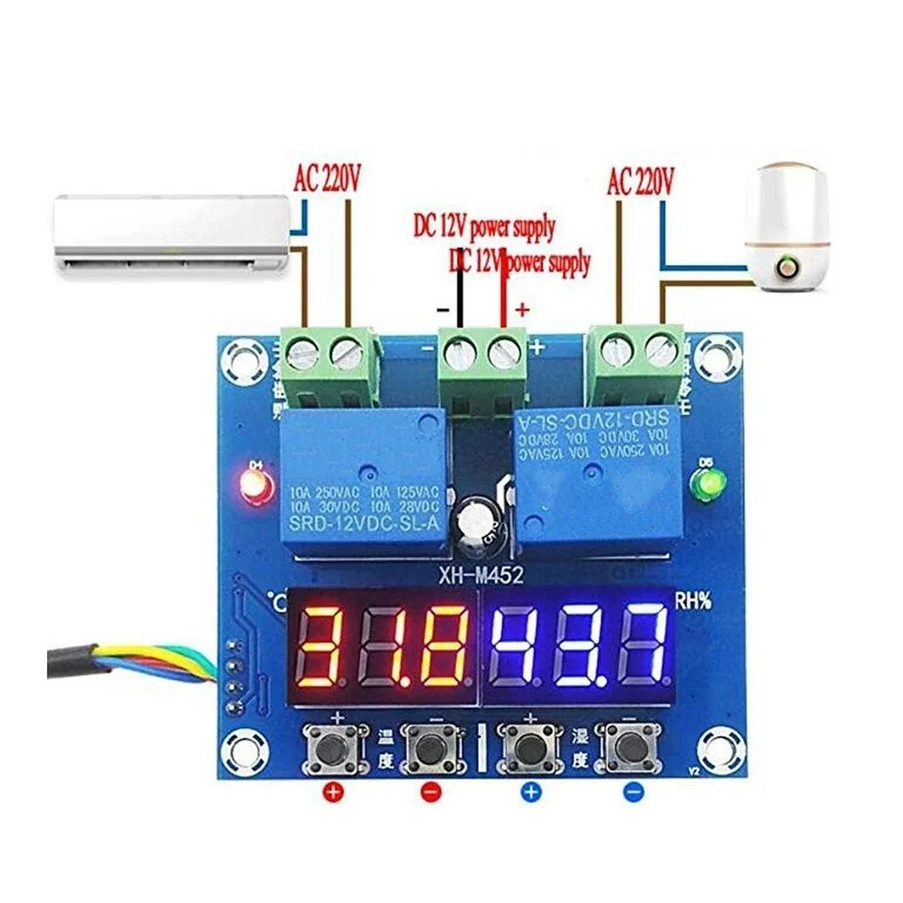 XH M452 Digital Temperature Humidity Controller Module High Accuracy Dual Output Automatic Heating Cooling Humidifying Control