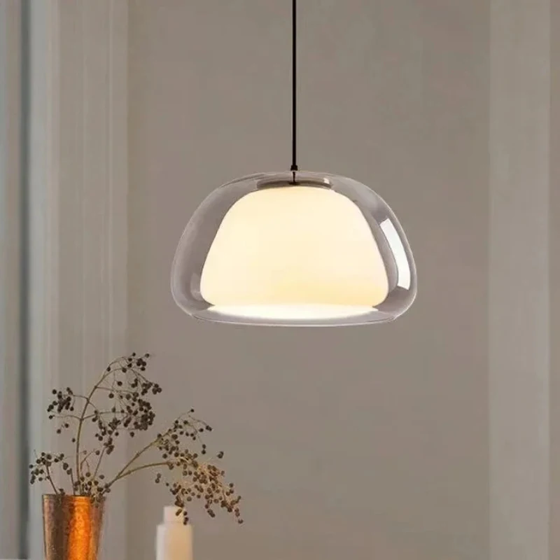 Cloud-Shaped Double Glass Pendant Lamp LED Hanging Light for Kitchen Dining Room Bedroom Living Room Fixture