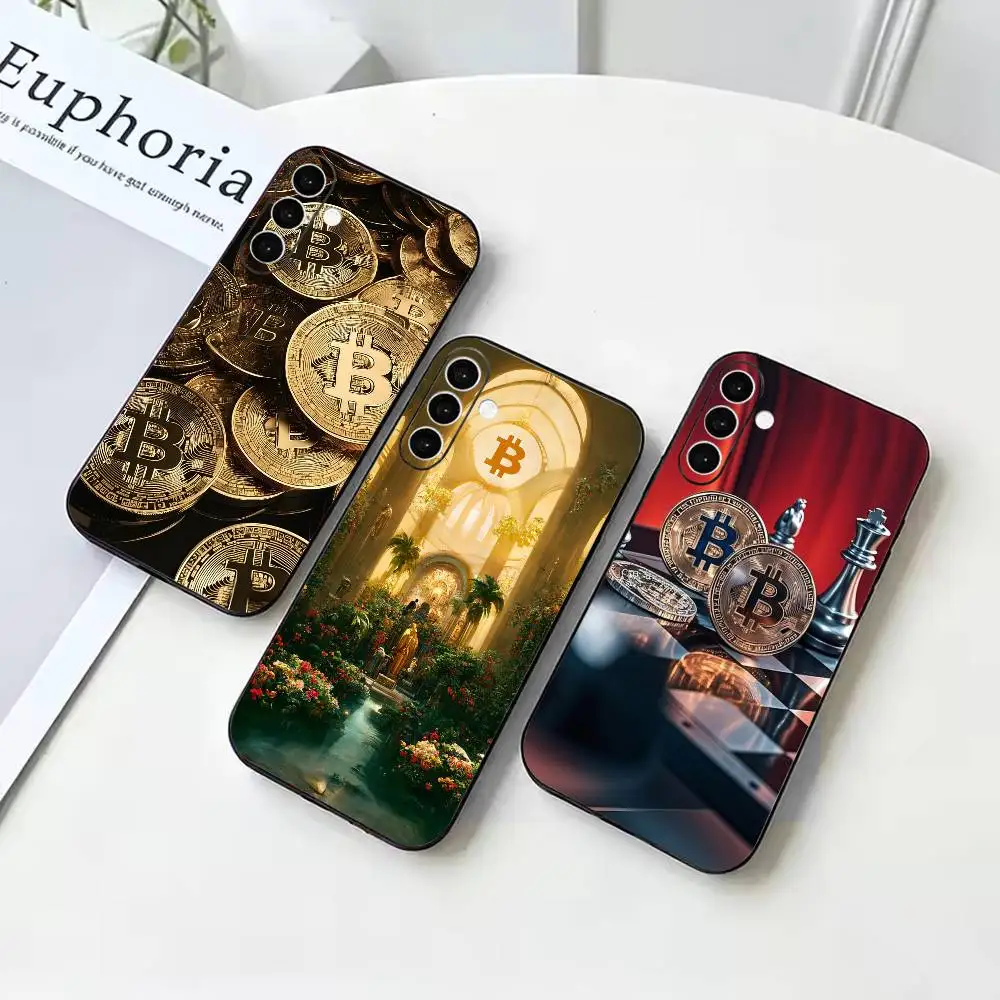 Crypto Currency Bitcoin BTC   Black Soft Silicone Phone Case For Samsung Galaxy A73 72 71 70 53 52 51