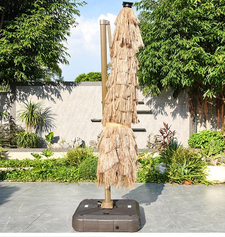 

Waterproof Outdoor Furniture Thatched Sunshade Umbrella Base for Park Courtyard Villa Garden with Light Strip for Outdoor Use