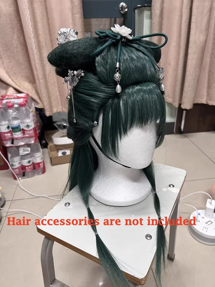 IN STOCK Maomao Wig Anime The Apothecary Diaries DUDU Women Cute Blackish Green Long Hair Mao Mao Wig Tail Ears Free Cap view 6