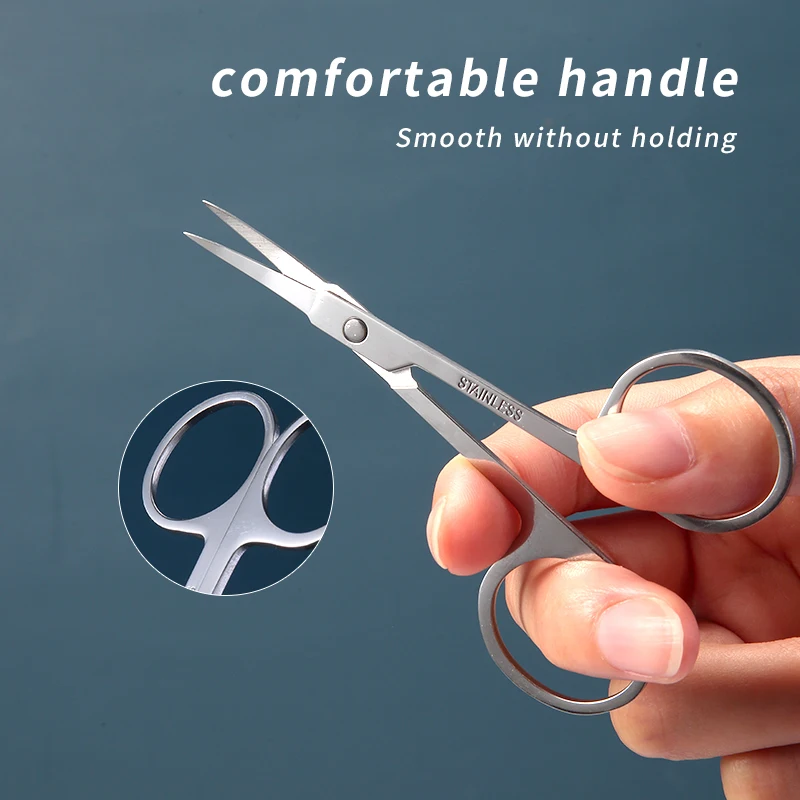 1 szt. Nożyczki do makijażu ze stali nierdzewnej z ostrzem wypukłym i spiczastym, do rzęs, brwi, włosów w nosie, małe, cienkie narzędzia do makijażu