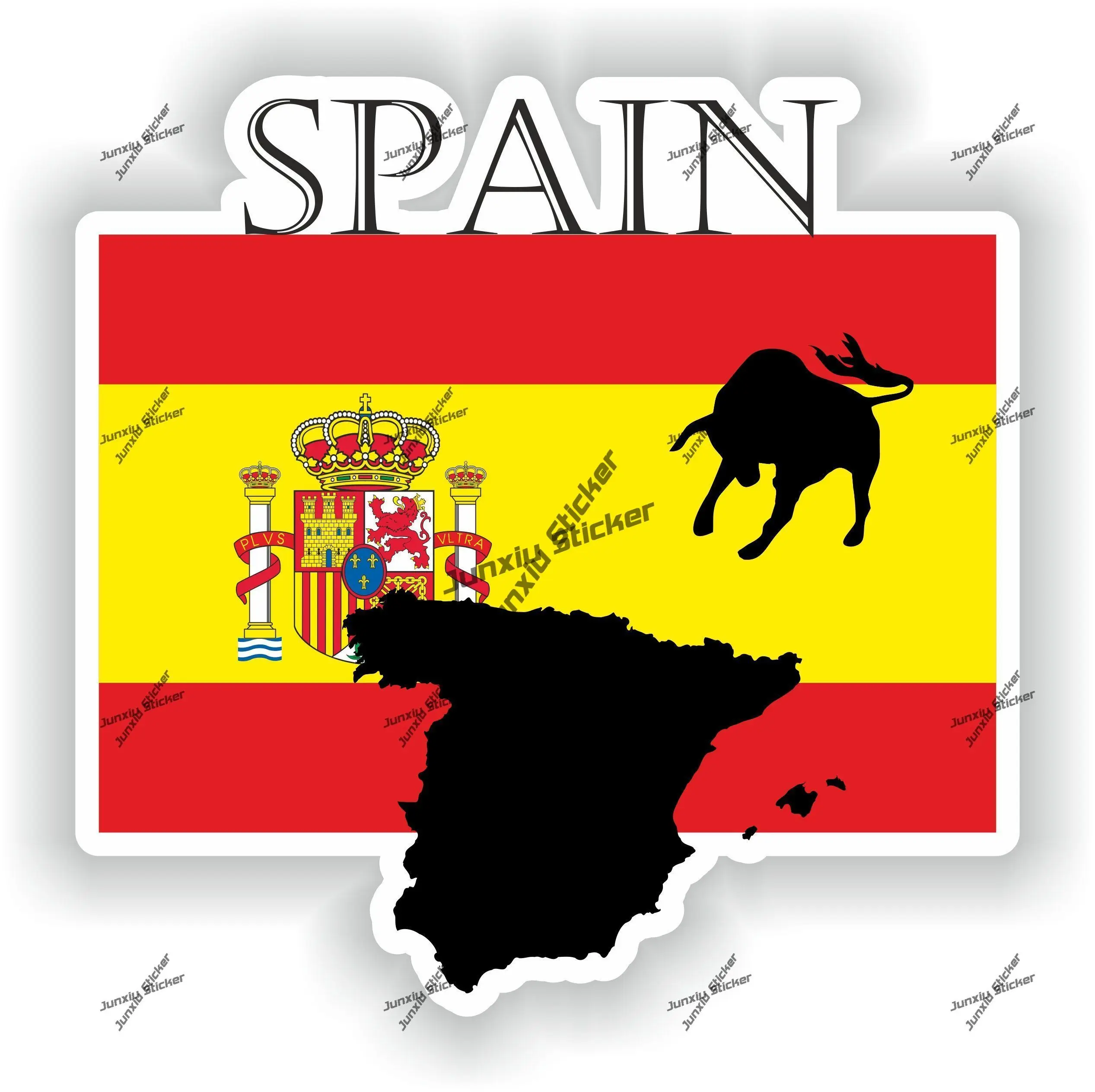 

Spain Sticker Coat of Arms of Spanish Spain Flag with Graphical Outline Waterproof Decal for SUV Window Car The Whole Body decor