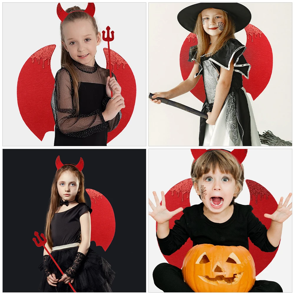 

1 Set Costume Accessories Cartoon Horns Headband Wings Cute Cosplay Outfit Party Kit Halloween Role Stage Show