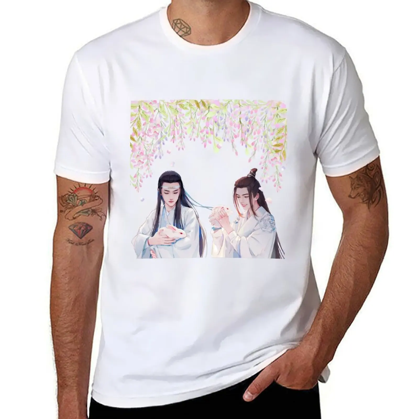 

Wangxian in Gusu lan with his rabbits T-Shirt t shirts for man pack cotton essential t shirt T-Shirt
