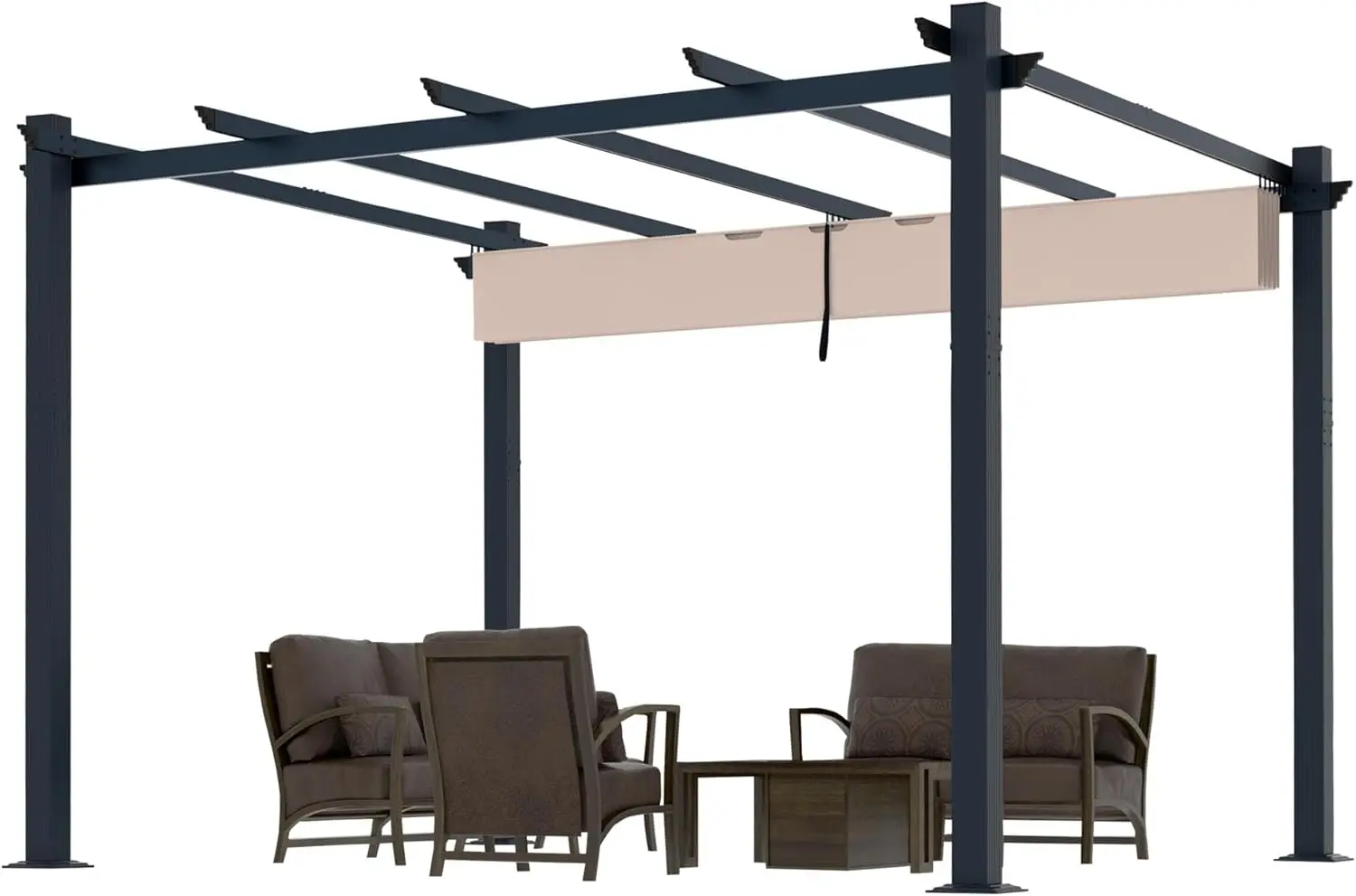 

10' x 13' Aluminum Outdoor Pergola with Retractable Canopy for Patio, Premium Pergola Garden Shelter with Removable Canopy and G