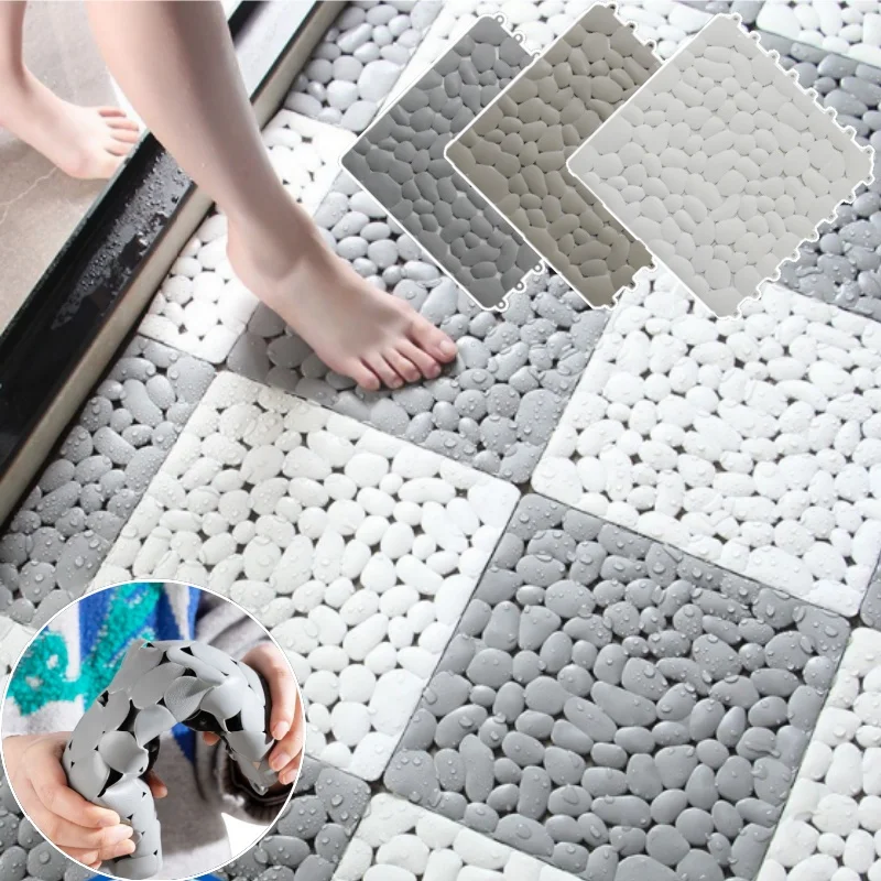 Ineinandergreifende Gummi-Bodenfliesen, rutschfeste Poolmatte, weiche PVC-Spleiß-Duschmatte, Outdoor-Kissenmatte für Badezimmer, Deck, Abfluss, Pool