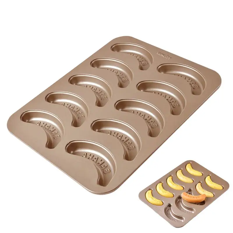 Banana Cake Pan Banana Cake Baking Molds 10 Cavity Banana Shape Molds For Baking Cake Non-stick Multifunctional Fruit Shape