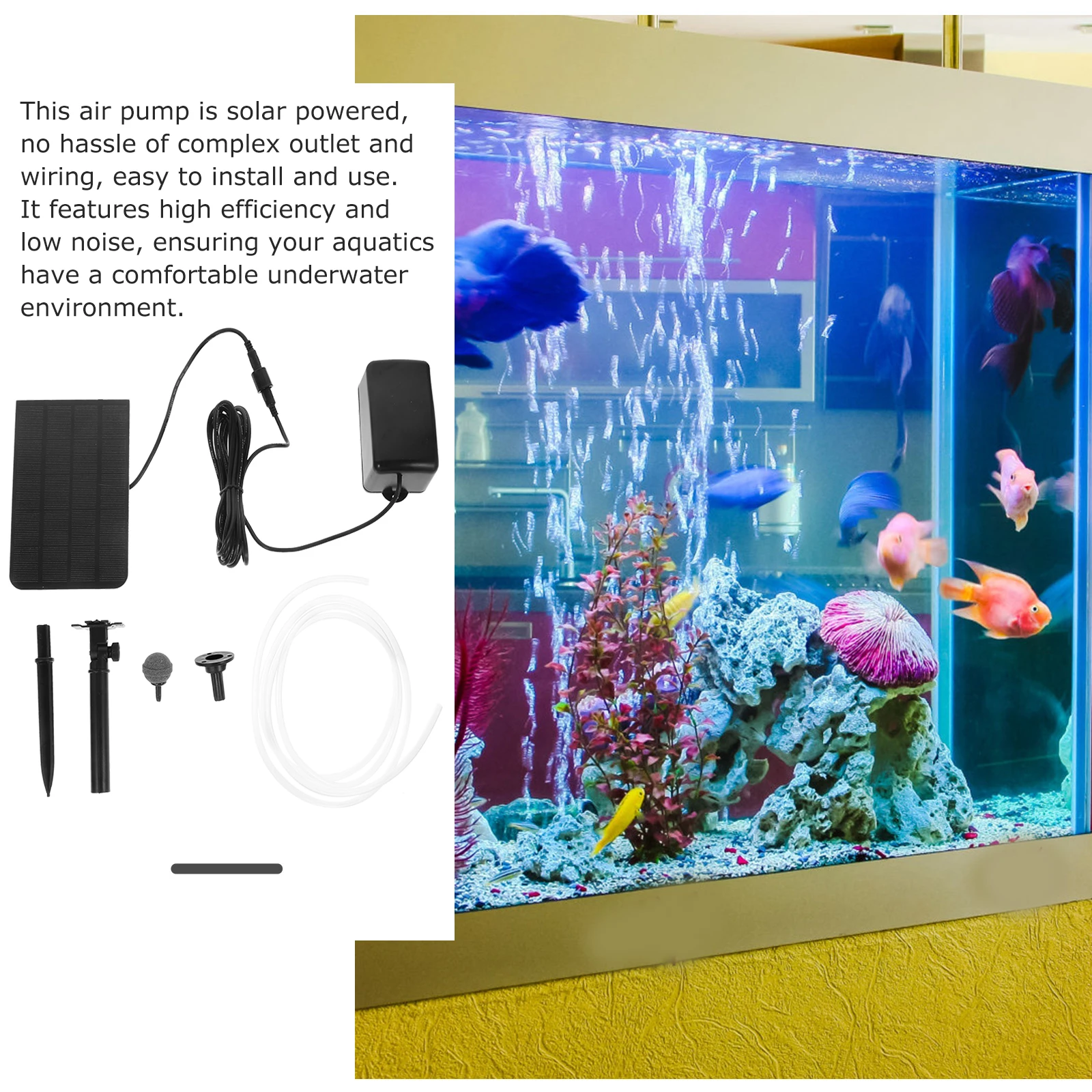

Solar Oxygen Pump 5V 1.6W PET Layer Quiet Fish Tank Aerator Pond Aerators Outdoor Portable Aquarium Solar Air Pump Pet