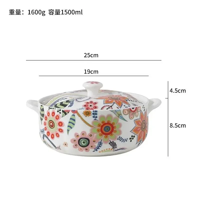 love flower binaural bowl Internet celebrity household soup pot personality soup ceramic pot large nest 6