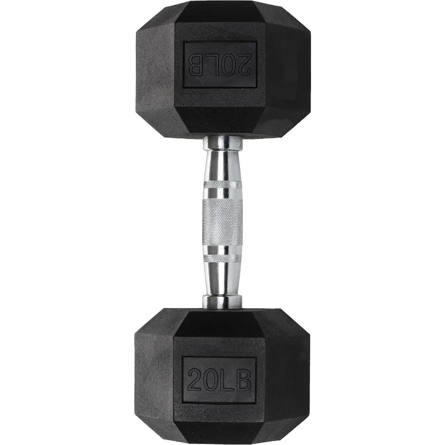 

20Lb - Hex Dumbbells - PVC Coated Weights, Chrome-Plated Knurled Handles, Fixed Hexagon Dumbbell - Workout, Exercise, Body Build