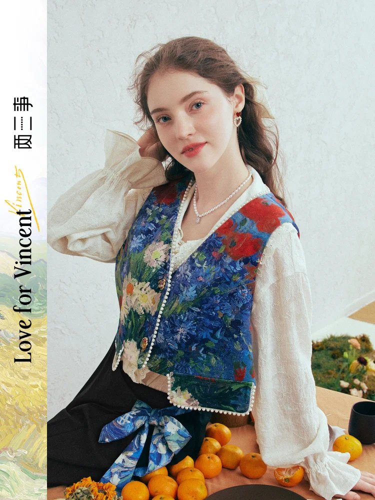 

Жилет женский Daisy Love Letter с принтом, художественный, с жемчужным декором, весна 2026, новинка, материал — полиэстер