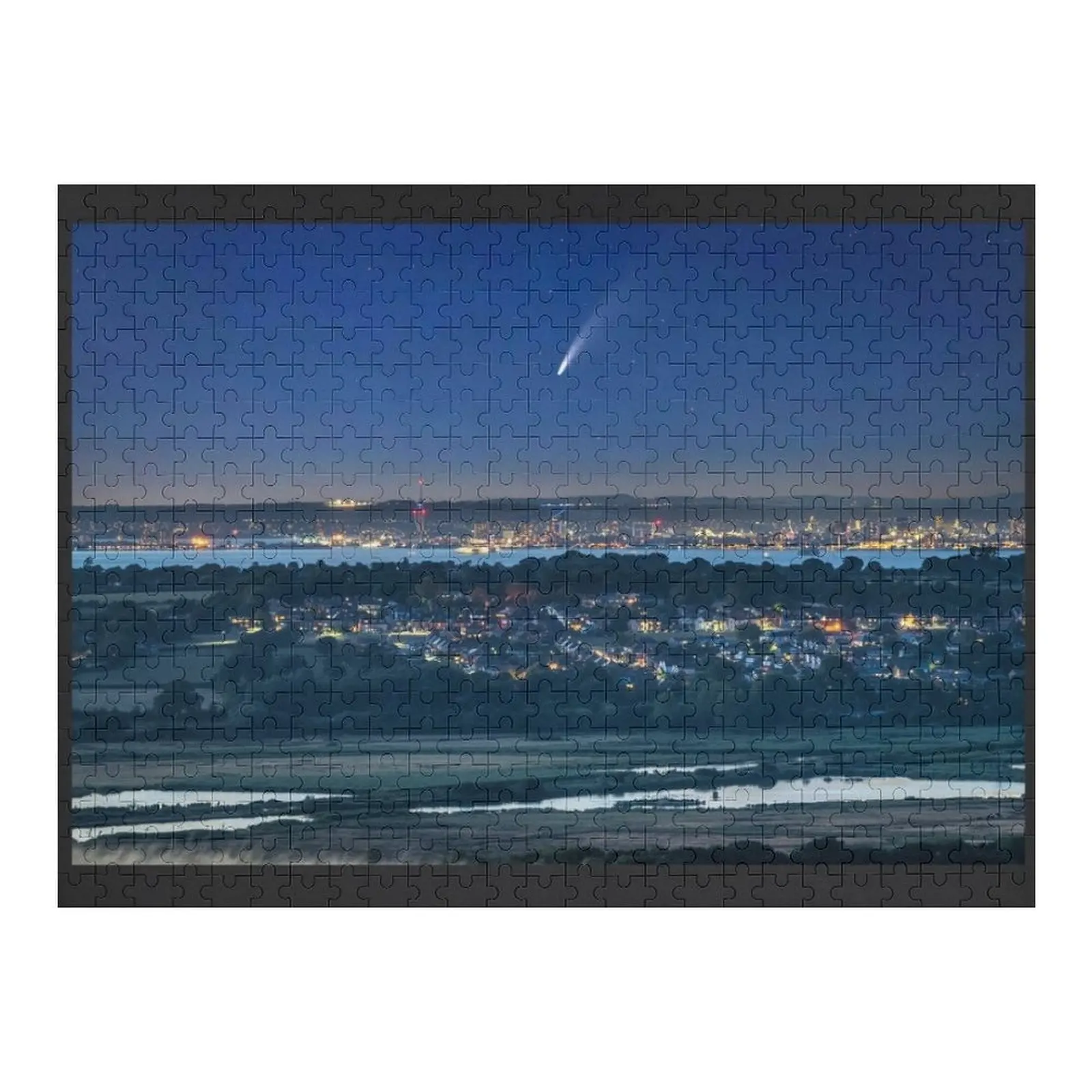 

Comet Neowise Over Portsmouth Jigsaw Puzzle Personalized Gift Married Customized Kids Gift Diorama Accessories Puzzle