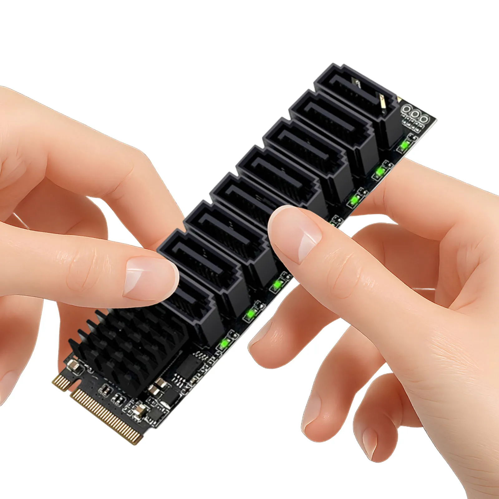 M.2 PCIE To SATA Expansion Card with Smart Indicator M.2 M KEY NVMe To SATA Convert Card YLB3118 6Gbps 8 Port for Desktop PC