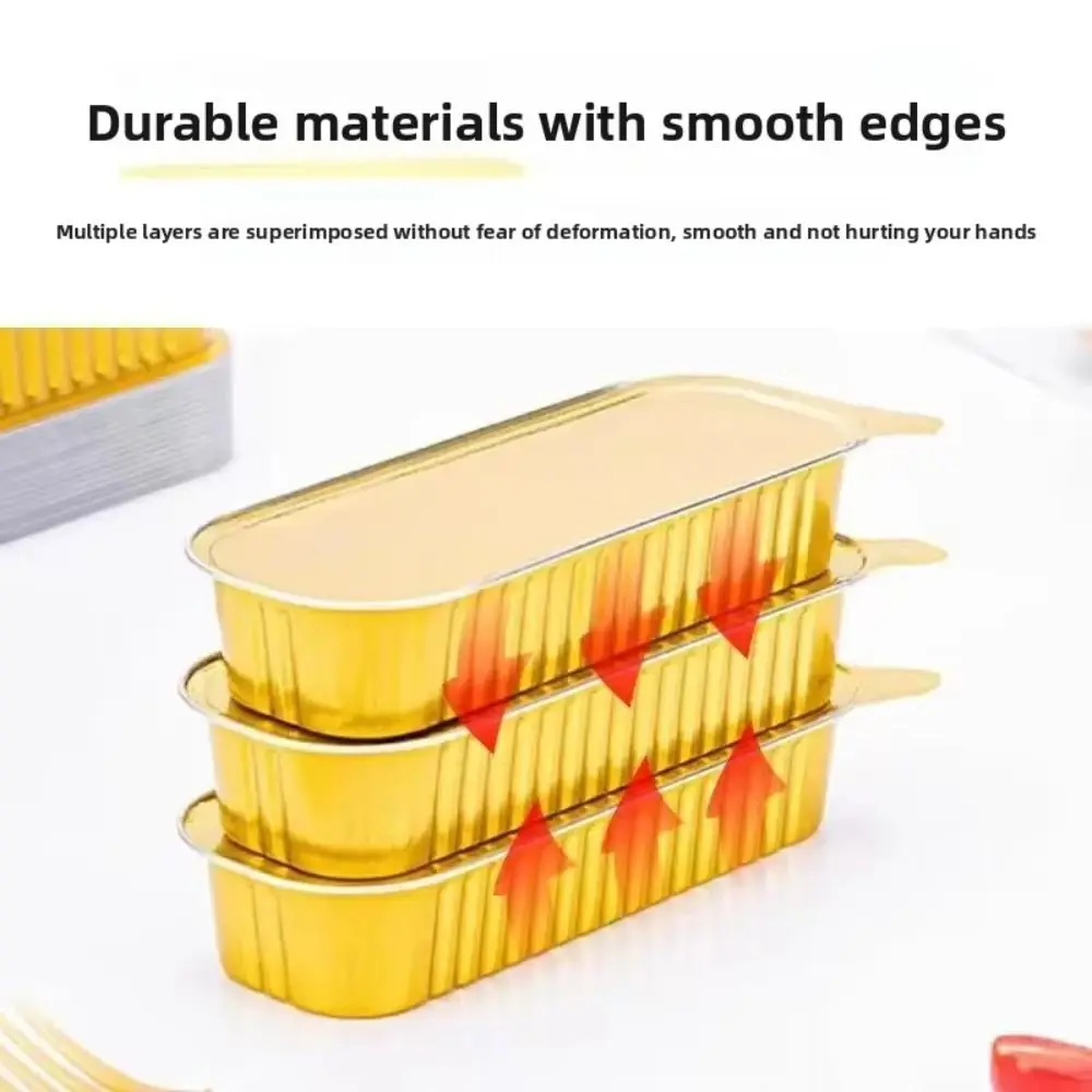 

Gold Thickened Foil Container 200ML Capacity Thickened Gold Baking Tin Rectangular Shape Aluminum Material Takeaway Box