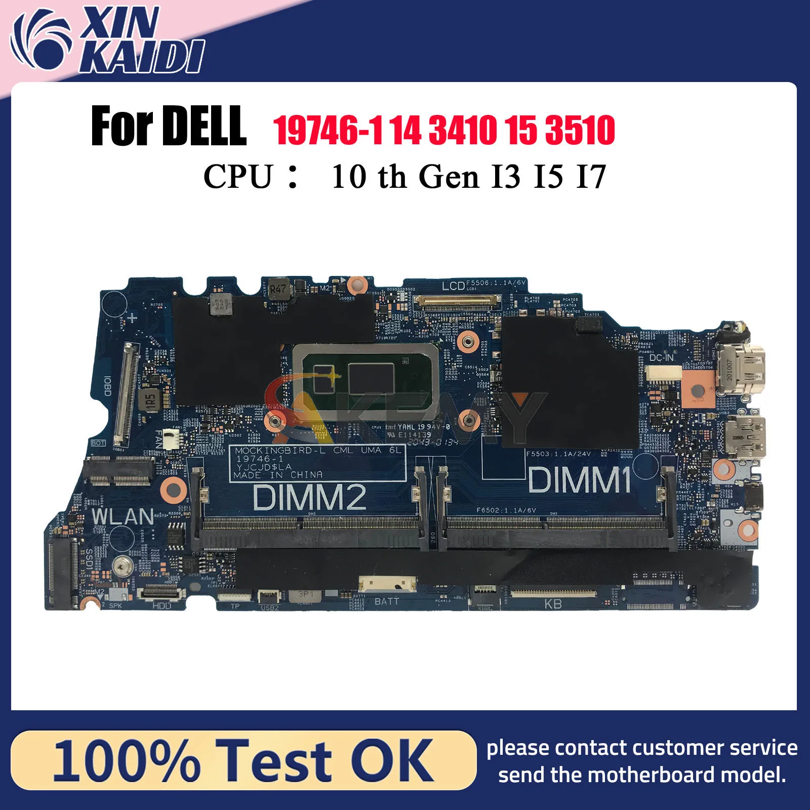 

For Dell Latitude 3410 3510 Laptop Motherboard 19746-1 with i3 i5 i7 CPU 0PD7RH 02G2J7 0DT6K3 0J6VTW 0KW9T3 100% Tested OK