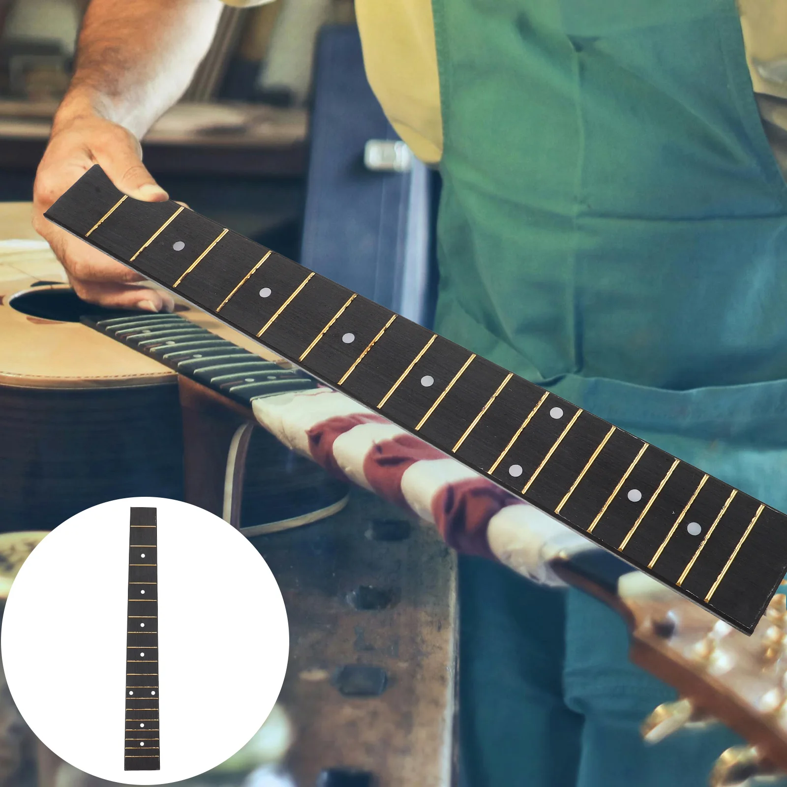 

Diy Fretboard Wooden 18-Fret Folk Finger Plate For Guitar Fingerboard Sturdy Wood Accessory For 38 Inch Guitar