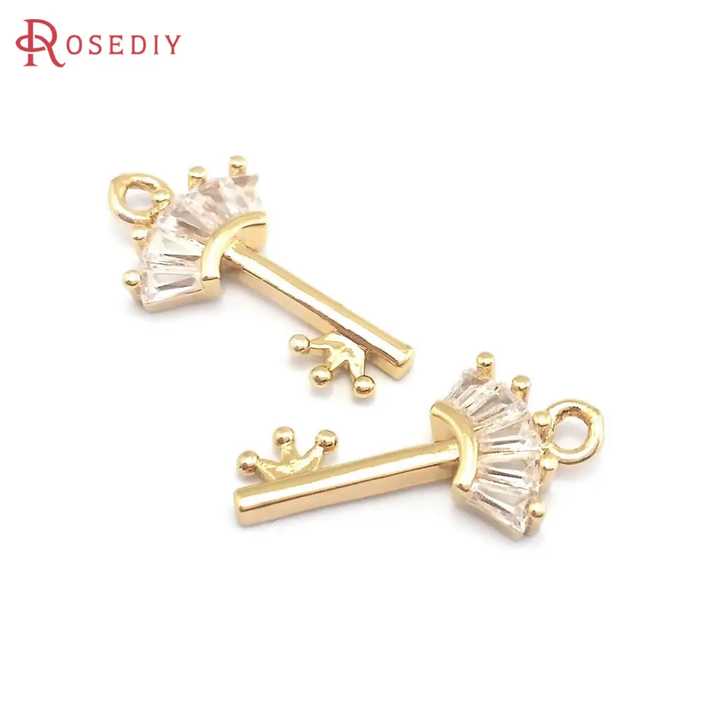 18K Gold Color Brass with Crown Key Lock Charms Pendants High Quality Necklace Earrings Diy Accessories Rosediy Official Store