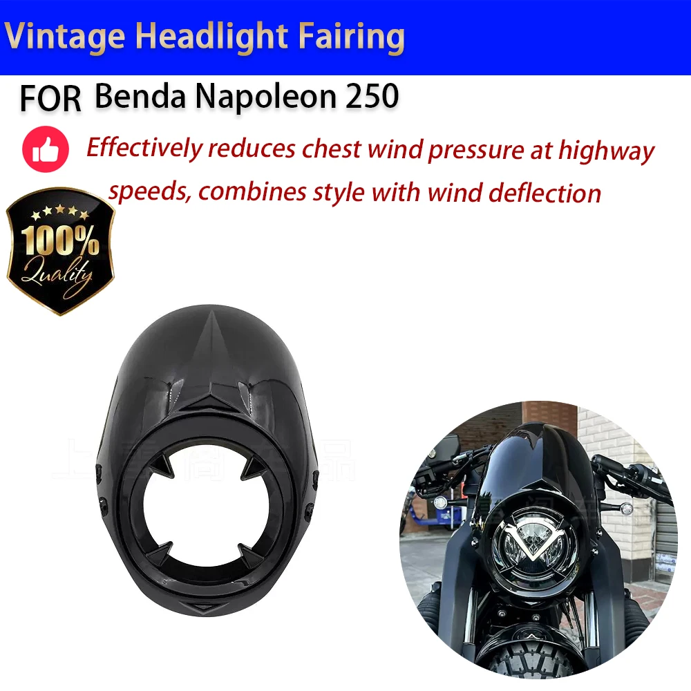 For Benda Napoleon 250 Retro Bikini Fairing Headlight Visor Wind Deflector No-Drill Accesorios Moto