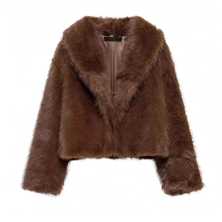 

2025 Autumn and Winter New Women's Fake Fur Coat Cardigan Casual Short Jacket