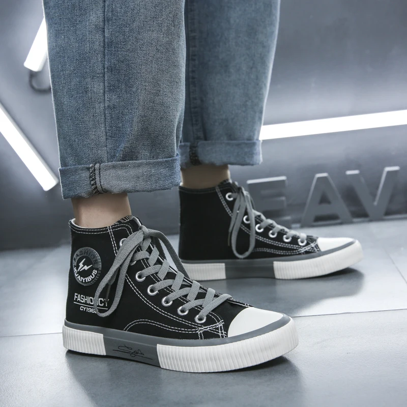 

Кеды мужские высокие, повседневные холщовые кроссовки, на шнуровке, модная износостойкая спортивная обувь на плоской подошве, лето 2024