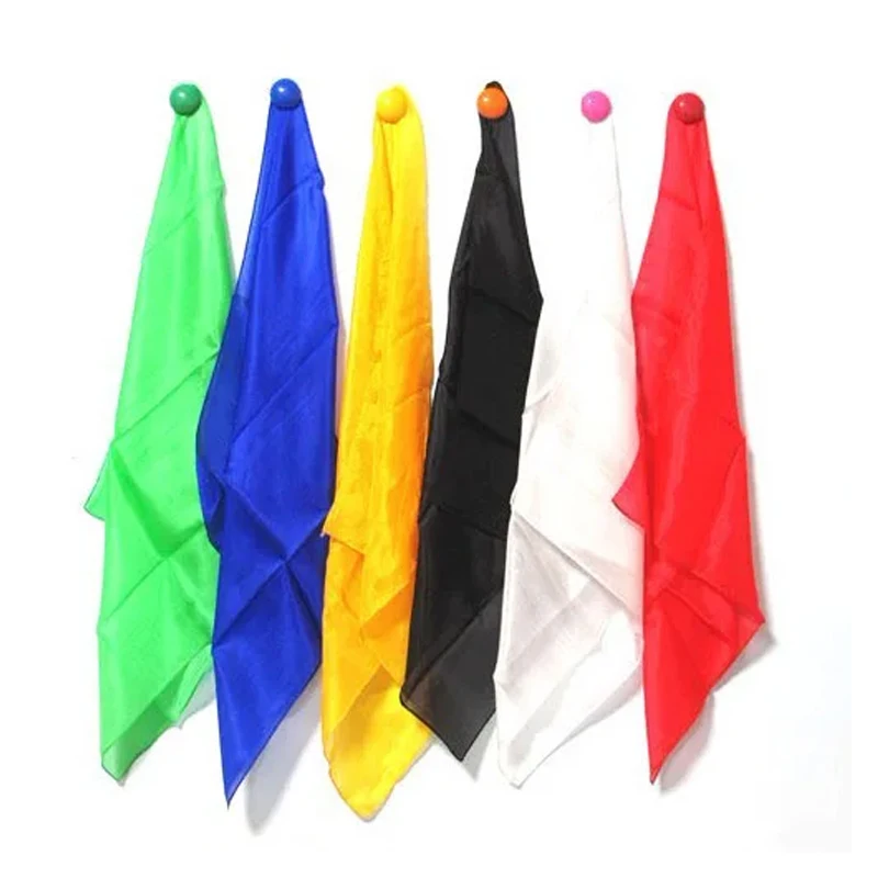 

5 шт. 60*60 см цветной шелковый шарф, волшебные трюки, съемка крупным планом, изменение цвета, шелковый шарф «Мистер магические улица», реквизит, инструменты, оптовая продажа