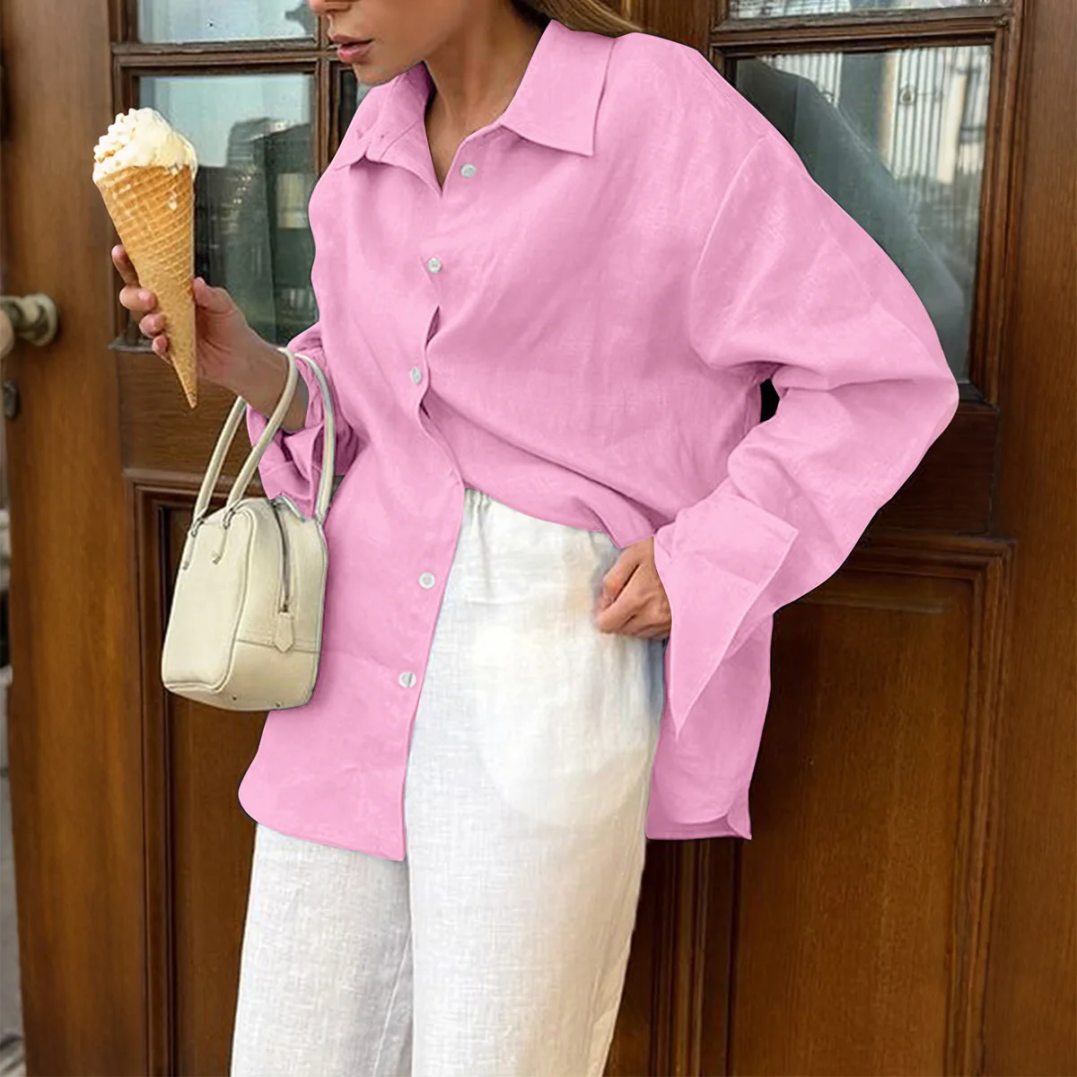 Solid Casual losse shirts voor dames 2025, herfst vintage damesoversized shirts en blouses, mode, elegante jeugd, vrouwelijke tops