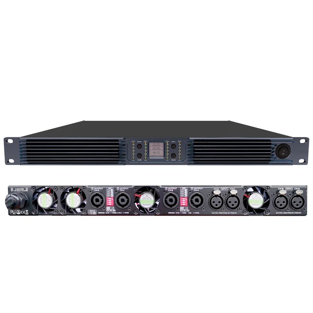 

1U 4 Channels Digital Power Amplifier 10000 Watts Class D With LCD Screen Professional Audio Amplifiers