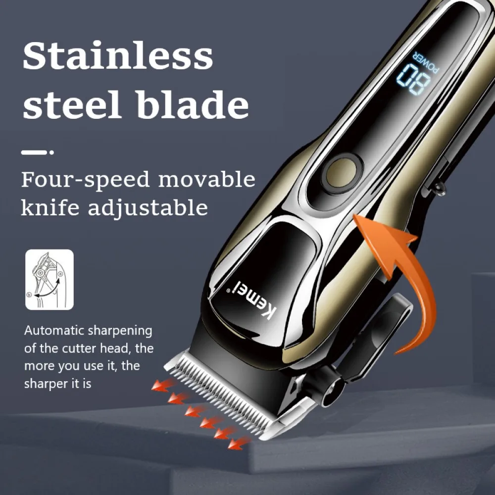 Kemei PG1990A Rechargeable Hair Clipper or Limit Combs Professional Cordless Men Hair Trimmer Men's Hair Cutting Machine Barber