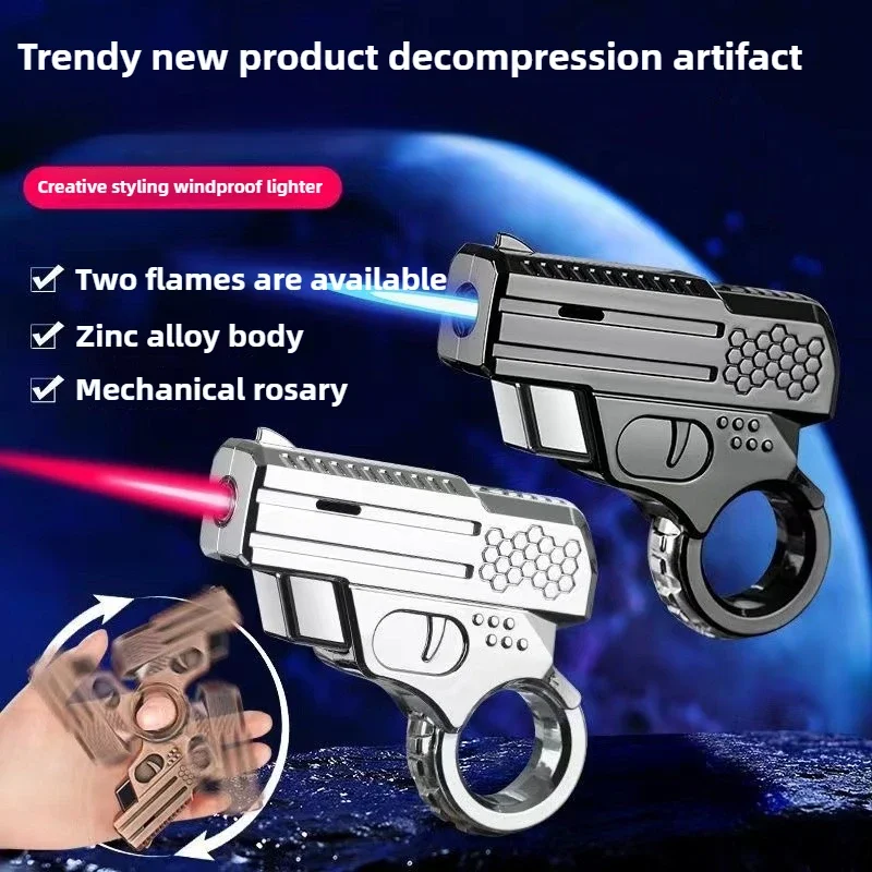 New Butane Gas Lighter Creative Shape Windproof Torch Lighter Fun Two-color Flame Tide Play Stress Reliever Gods Men Small Gift