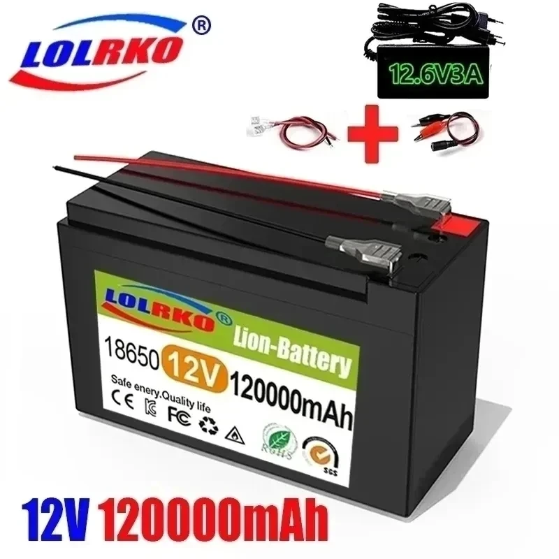 

12V 120Ah 120000mAh 18650 lithium battery 30A sprayer built-in high current BMS electric vehicle battery +12.6V charger