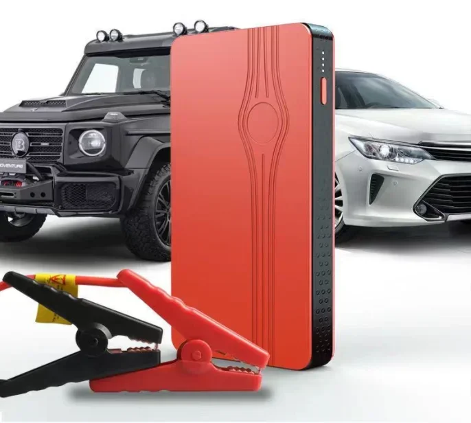 

Red 1pc Portable Car Battery Jump Starter, 12V 600A Car Emergency Starting Power Supply Device For 12V Cars Power Bank Case For