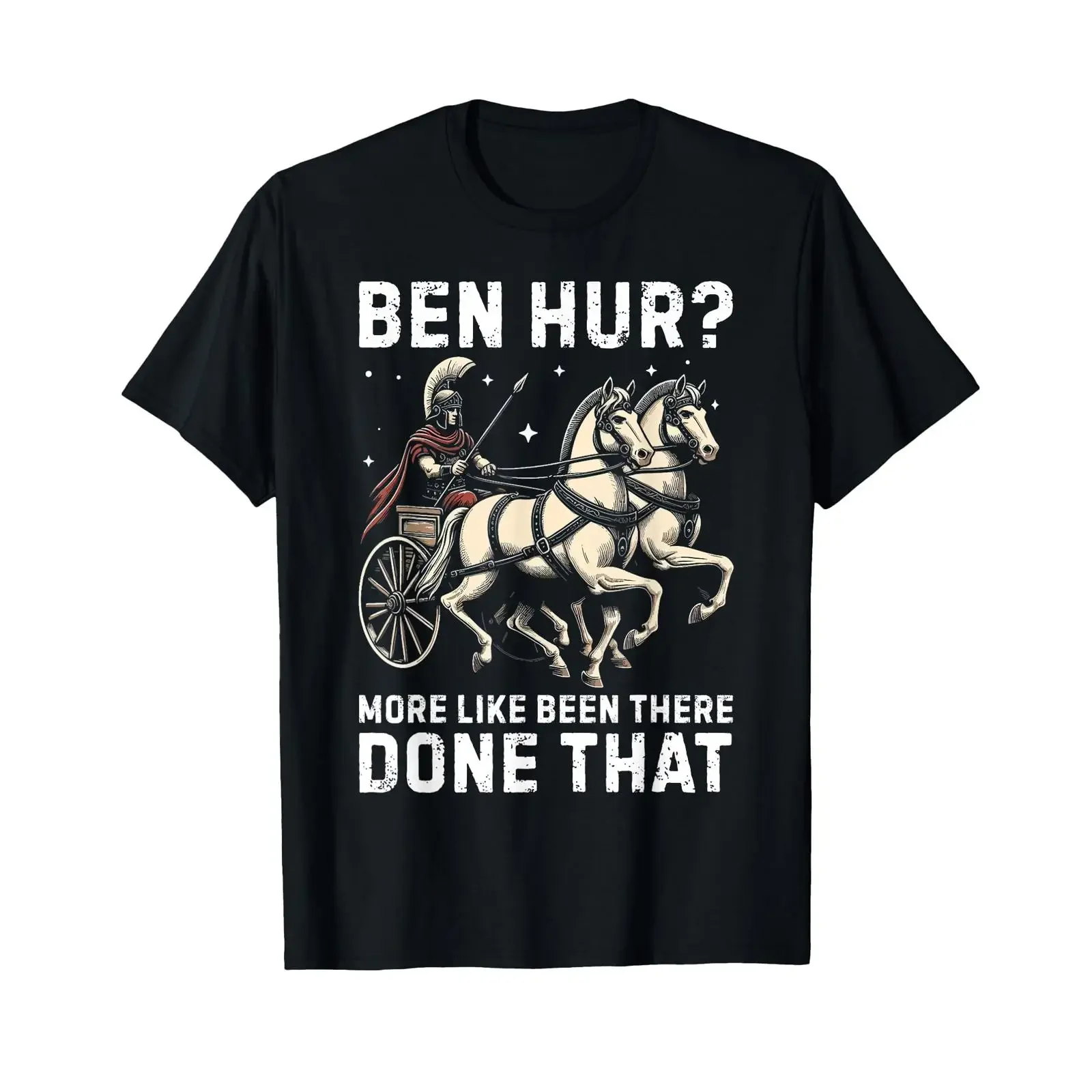 Camiseta Ben Hur More Like Been There Done That The Roman Empire preta vintage lavada macia elástica casual unissex com estampa gráfica masculina